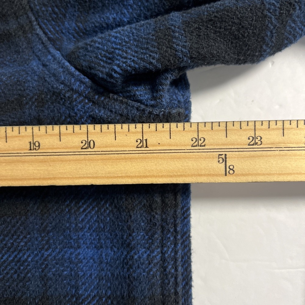 Orvis Men's Big‎ Bear Blue Black Plaid Heavy Flannel Button Down Size Medium - Picture 5 of 9